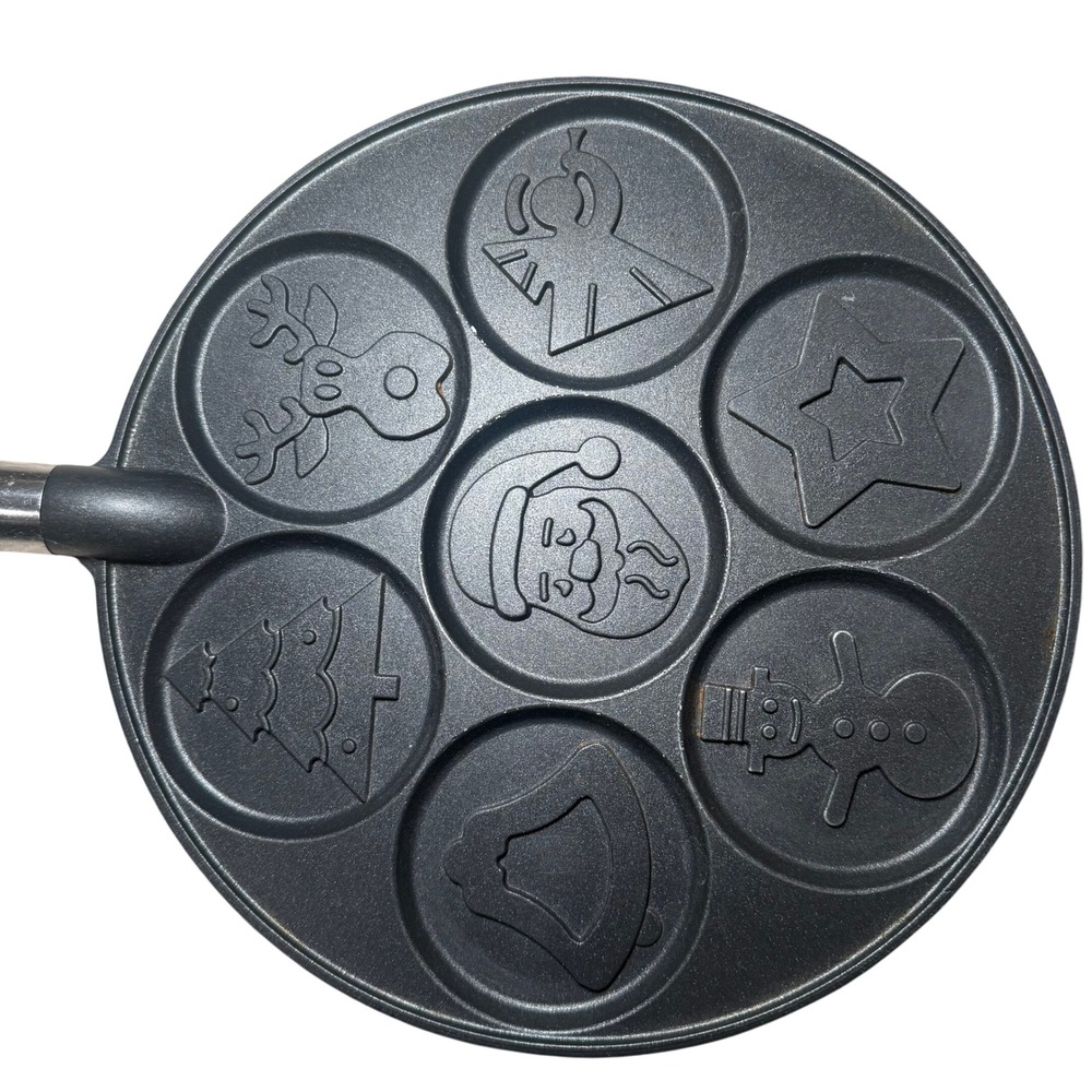 Nordic Ware Christmas Pancake Pan 7-Cavity Holiday Shapes Reindeer Santa Snowman